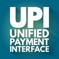 UPI - Unified Payment Interface acronym, business concept background Royalty Free Stock Photo