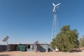 Wind and solar power installation on farm in the Kalahari