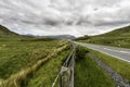Upland road through moorland in Eryri or Snowdonia national Park, Wales