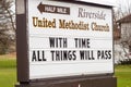 Uplifting church message on a sign