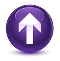Upload arrow icon glassy purple round button