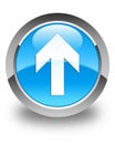 Upload arrow icon glossy cyan blue round button