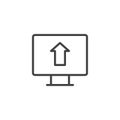 Upload arrow on monitor screen outline icon