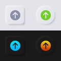 Upload button, Arrow Icon set, Multicolor neumorphism button soft UI Design. Royalty Free Stock Photo