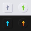 Upload button, Arrow Icon set, Multicolor neumorphism button soft UI Design. Royalty Free Stock Photo
