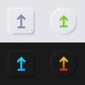 Upload button, Arrow Icon set, Multicolor neumorphism button soft UI Design. Royalty Free Stock Photo