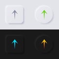 Upload button, Arrow Icon set, Multicolor neumorphism button soft UI Design. Royalty Free Stock Photo