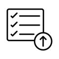 Upload checklist thin line vector icon Royalty Free Stock Photo