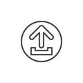 Upload circular line icon. Round simple sign.