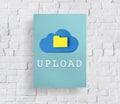 Upload Cloud Data Paper Craft Concept Royalty Free Stock Photo