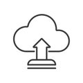 Upload cloud, icon in line design. Upload, storage, internet, file transfer, cloud upload, cloud icon on white