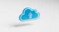 Upload Cloud Up Arrow Blue Glass Icon Symbol Glass 3D Render Royalty Free Stock Photo