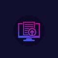 Upload document, file via computer, vector icon Royalty Free Stock Photo