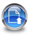 Upload document icon glossy blue round button Royalty Free Stock Photo