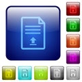 Upload document color square buttons Royalty Free Stock Photo
