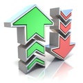 Upload download arrows icon. Side view Royalty Free Stock Photo