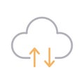 Upload download cloud thin color lline vector icon Royalty Free Stock Photo