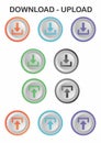 Upload download colorful icon buttons set