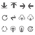 Upload & download sign icons set