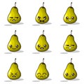 Emoticon Avocado One All set Design Vector illustration