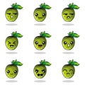 Emoticon Green Apple One All set Design Vector illustration