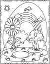 Rainbow Garden Coloring Page For Kids And Adults. Royalty Free Stock Photo