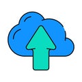 upload file in cloud storage icon color illustration