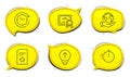 Upload file, Time change and Swipe up icons set. Cooking timer sign. Load document, Clock, Scrolling page. Vector