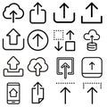 Upload file vector icon set. download illustration sign collection. transfer file symbol. Royalty Free Stock Photo