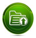 Upload files icon glassy green round button illustration Royalty Free Stock Photo