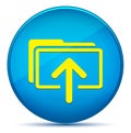 Upload files icon modern flat cyan blue round button
