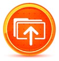 Upload files icon natural orange round button Royalty Free Stock Photo