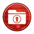 Upload files icon realistic diagonal motion red round button illustration