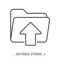 An upload folder icon in minimalist style with editable stroke. File sending, data transfer, digital upload, information Royalty Free Stock Photo