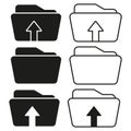 Upload folder icons set. Document storage and file upload symbols. Vector illustration. EPS 10. Royalty Free Stock Photo