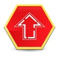 Upload icon abstract red hexagon button bright yellow frame elegant design Royalty Free Stock Photo