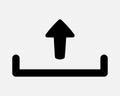 Upload Arrow Pointer Uploader File Storage Media Transfer Up Load Loading Computer App Website Black White Vector Icon Royalty Free Stock Photo