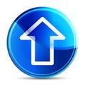 Upload icon glassy vibrant sky blue round button illustration Royalty Free Stock Photo