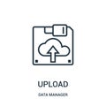 upload icon vector from data manager collection. Thin line upload outline icon vector illustration. Linear symbol for use on web Royalty Free Stock Photo
