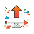 Upload illustration. computer illustration. Flat vector  illustration. can use for, icon design element,ui, web, mobile app Royalty Free Stock Photo