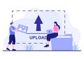 Upload Image Background of Online Devices Information and Data to Social Networks with Cloud Service or Loading Concept Vector