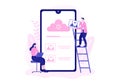 Upload Image Background of Online Devices Information and Data to Social Networks with Cloud Service or Loading Concept Vector