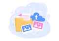 Upload Image Background of Online Devices Information and Data to Social Networks with Cloud Service or Loading Concept Vector