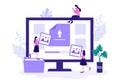 Upload Image Background of Online Devices Information and Data to Social Networks with Cloud Service or Loading Concept Vector
