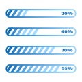 Upload and loading progress bars infographics. Download bar with percents, digital website elements. Creative business loader,