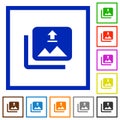 Upload multiple images flat framed icons