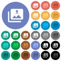 Upload multiple images round flat multi colored icons
