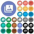 Upload multiple images round flat multi colored icons Royalty Free Stock Photo