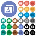 Upload multiple images round flat multi colored icons