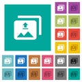 Upload multiple images square flat multi colored icons